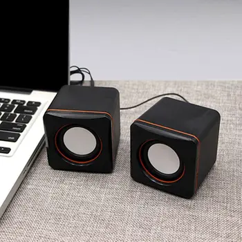 Компьютерная аудиосистема, пластиковый маленький динамик, портативный настольный домашний сабвуфер, аудиоразъем 3,5 мм, Мультимедийный ПК с питанием от USB, звуковая коробка