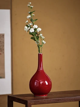 Цзиндэчжэнь Новые китайские настольные Керамические вазы с монохромной глазурью, китайские Красные Радостные украшения для дома, украшения для ваз