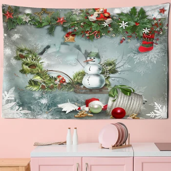 Рождественский Гобелен со Снеговиком, Мультяшное растение, праздничный подарок, настенный декор для гостиной в Дохемском стиле, Колдовство