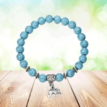 Эластичные браслеты из бисера Модные Бирюзовые Слон Унисекс Натуральный камень Мужчины женщины