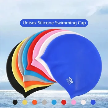 Водонепроницаемая шапочка для плавания с защитой ушей из твердого силикона унисекс