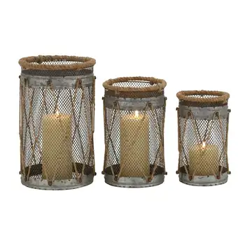 Бесплатная доставка, серебристый металлический фонарь-свеча с 3 держателями, набор из 3 подсвечников для украшения дома