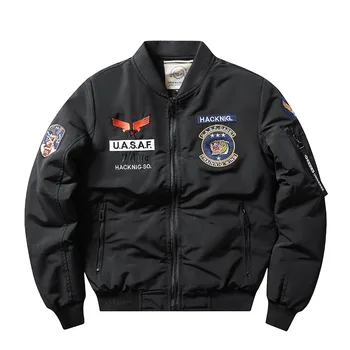 Летная куртка-бомбер Air Force One Оверсайз, повседневная куртка на открытом воздухе, Плюс толстый бархат, Брендовое теплое зимнее мужское пуховое пальто-парки