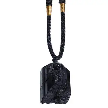 Ожерелье из черного обсидиана Подвеска-шарм из натурального обсидиана, Гладкие Полированные кристаллы, Кварцевый кулон с драгоценным камнем На День рождения, мужские свидания