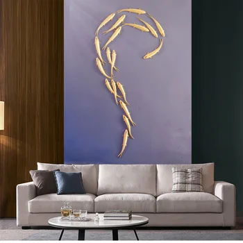 Украшение стен в европейском стиле, трехмерная Золотая рыбка, Подвесная подвеска, интерьер гостиной, Подвесная рыба, украшение дома