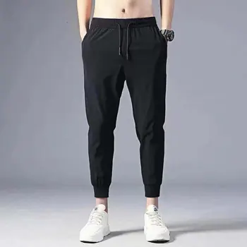 Весенне-летние модные новые мужские повседневные брюки Ice Silk из тонкой дышащей сетки, быстросохнущие спортивные брюки Trend Nine