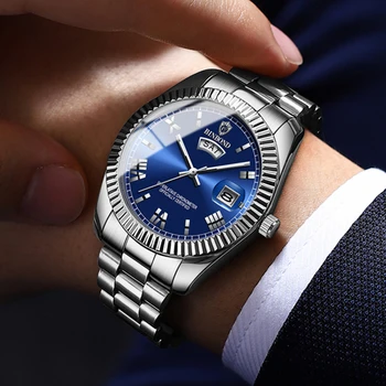 2023 Новые роскошные мужские часы Бизнес-лидирующий бренд, мужские наручные часы, водонепроницаемые, со светящейся датой недели, кварцевые мужские часы высокого качества + коробка