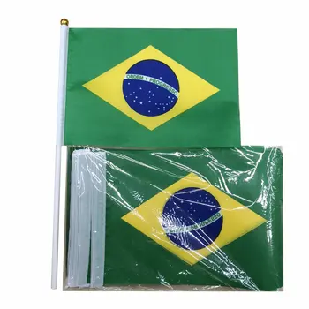 Бразилия Br Национальный флаг Бразилии 10шт 14*21 см Ручные флаги футбольных фанатов, Баннер для дома, Декор, Сувенир, Подарок