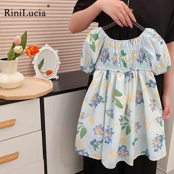 RiniLucia Sweet Family / одинаковая одежда 2023, новое платье для мамы и дочки с коротким рукавом и цветочным принтом, женское платье для девочек на день рождения