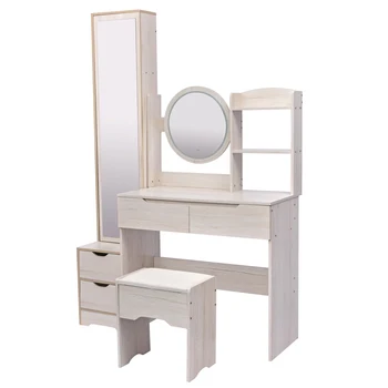 Простой стильный туалетный столик + Табурет + Шкаф для туалетного зеркала, модный светодиодный туалетный столик с сенсорным управлением Morrir