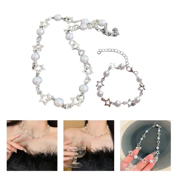 Модное ожерелье с Полым жемчугом, Браслеты-цепочки на ключицы в стиле панк, Модные украшения F19D