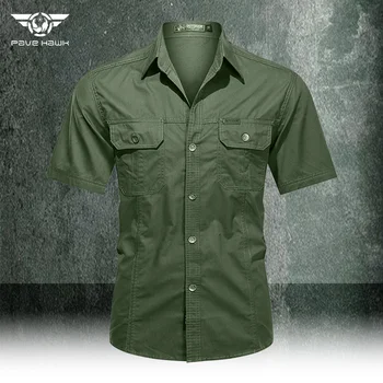 Мужская военная тактическая рубашка, летняя дышащая быстросохнущая Повседневная рубашка с короткими рукавами, износостойкая рубашка-карго для охоты на открытом воздухе