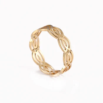 Amaxer Развевающиеся витые кольца для женщин из нержавеющей стали золотого цвета, повседневные кольца на палец, подарок на юбилейную ювелирную вечеринку