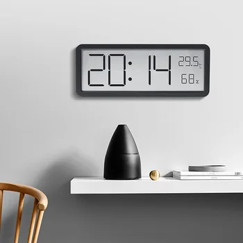 ЖК-экран, цифровые настенные часы, отображение времени, температуры, влажности, электронные часы, Подвесные настольные Цифровые часы с питанием от батареи