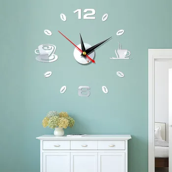 3D настенные часы Акриловые бескаркасные настенные часы Diy Цифровые часы Настенные наклейки Бесшумные часы для декора стен дома гостиной офиса