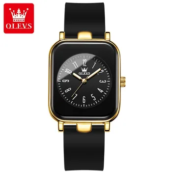 OLEVS 9961 кварцевый силиконовый ремешок, женские наручные часы, модные водонепроницаемые часы для женщин