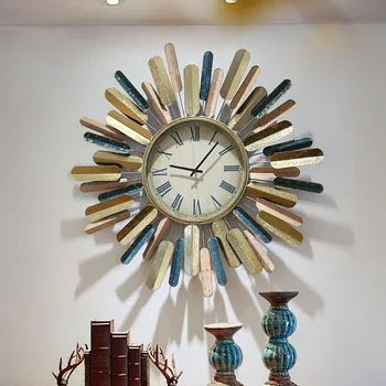 Креативные часы, художественные настенные часы, Украшение стены гостиной, Подвесные железные часы, украшение крыльца, настенные часы