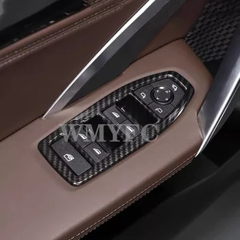 Левый руль для BMW X1 2023 Отделка интерьера автомобиля из углеродного волокна, дверной подлокотник, оконный переключатель, накладка панели управления