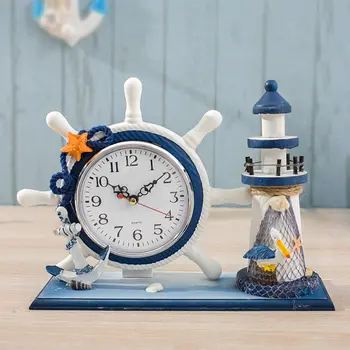 Средиземноморские навигационные часы Креативный Немой настольный будильник Прикроватный столик для спальни Часы Настольные часы