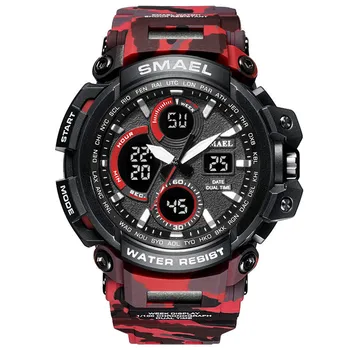 Мужские спортивные часы Smael, аналоговые цифровые светодиодные электронные наручные часы с двойным дисплеем, мужские роскошные автоматические часы Steeldive