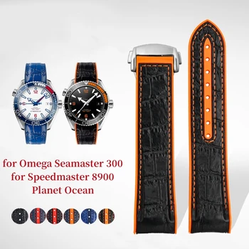 резиновый силиконовый ремешок для часов Omega Seamaster 300 Speedmaster 8900 Planet Ocean 600, складной ремешок с пряжкой.
