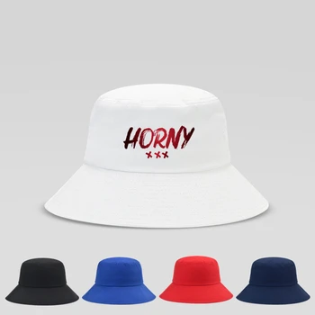 Шляпы-ведерки с роговыми буквами для мужчин и женщин, новые модные летние уличные шляпы, кепки, черные, белые, красные шляпы-ведерки