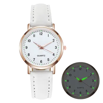 Модные светящиеся часы для женщин, женские ретро-часы со светящимися бриллиантами, кожаный ремешок, цифровые наручные часы Reloj Mujer