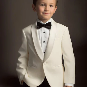 Элегантный костюм для ребенка, модная шаль, блейзер с лацканами на одной пуговице, повседневная официальная свадебная одежда в цветочек для мальчиков, 2 предмета, тонкая детская одежда для мальчиков