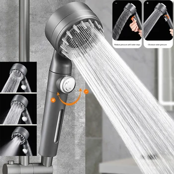 4 Режима экономии воды для душа, черный, серебристый, регулируемый душ с высоким давлением, водный массаж, эко-душ, аксессуары для ванной комнаты
