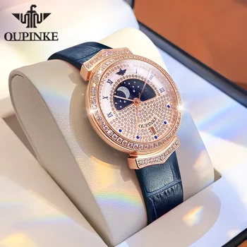 Лучшие женские часы OUPINKE Ms International Luxury Business Fashion Ms Sapphire Crystle, водонепроницаемые кварцевые часы лучшего бренда, элегантные женские часы 3216