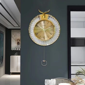 Роскошные настенные часы в гостиной, простая атмосфера, светящаяся мода, креативное украшение из хрусталя, настенные часы