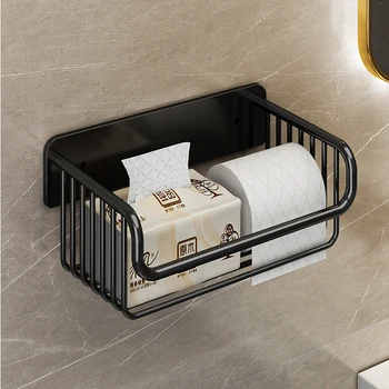 Туалет пробивая бесплатный рулон бумаги держатель стеллаж для хранения бумажных полотенец корзины настенный туалетной бумаги, ящик, аксессуары для ванной комнаты