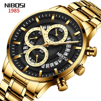 Модные мужские часы NIBOSI, лучший бренд класса люкс, кварцевые часы с хронографом для мужчин, водонепроницаемые наручные часы с календарем из нержавеющей стали,