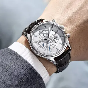 Новые модные кварцевые часы для мужчин, многофункциональные водонепроницаемые светящиеся повседневные элегантные мужские часы, деловые кварцевые мужские наручные часы