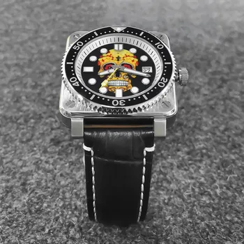Модные мужские часы с квадратным дизайном, оригинальные автоматические часы NH35 для мужчин, водонепроницаемые механические наручные часы на 10 БАР