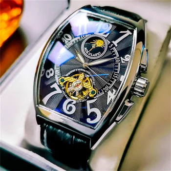 AOKULASIC Мужские наручные часы Автоматические механические Военно-спортивные Классические Мужские часы Лучший бренд Класса Люкс Skeleton Hollow Man Watch 500