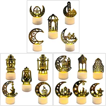 Светодиодные свечи Рамадан, украшения, фонарь, лампа, батарейный отсек для спальни, подарок