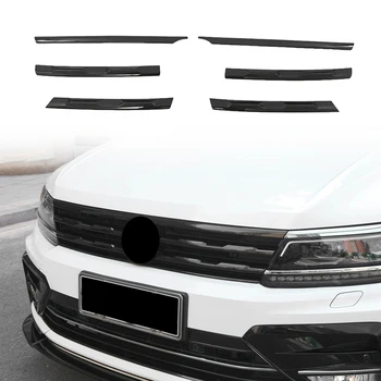 Для Tiguan MK2 2016-2021 Глянцевая черная сетка переднего бампера Центральная решетка радиатора Молдинги для гриля Отделка крышки
