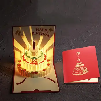 Уникальная 3D Поздравительная открытка с Днем рождения, Музыкальная Световая Поздравительная открытка с всплывающим тортом, красочные Поздравительные открытки с Днем рождения, День Рождения