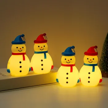 Светящийся светодиодный рождественский светильник в виде снеговика, милые украшения в виде куклы-снеговика, идеальные подарки для рождественского украшения рабочего стола