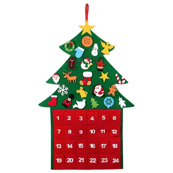 Рождественская елка для малышей из фетра с подвесным декоративным адвент-календарем из фетра для мальчиков и девочек, рождественские подарки, украшение двери дома