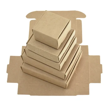 500шт Складная Пылезащитная Перерабатываемая Многоразовая упаковка для хранения Коричневая коробка из Крафт-бумаги для еды Конфет подарочного печенья закусок