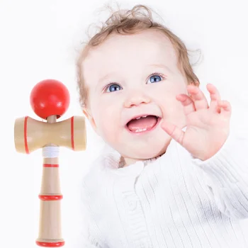 2шт Деревянная игрушка Креативная чашка Kendama и игрушки с мячом, игра на ловкость, подарки ручной работы для детей (красный + синий) Сделай сам