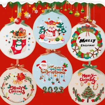 Рождественский набор для вышивания своими руками, набор для вышивания крестиком, украшения, подарочные Рождественские украшения для дома, navidad 2023, Натальный Новый год 2024,