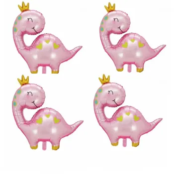 20шт Розовая Корона Динозавр Воздушные Шары из фольги Для Вечеринок Баллоны для украшения Дня Рождения Принадлежности для животных Джунглей Globos