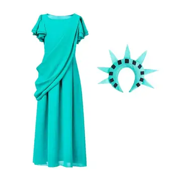 Платье Liberty Lady, американская Статуя Свободы, одежда COS, костюм Статуи Свободы, Подарки для косплея на Хэллоуин для девочек и женщин