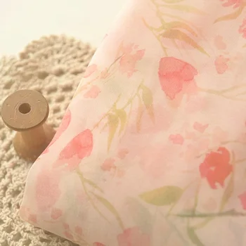 Высококачественная шифоновая ткань telas Абрикосово-розового цвета 