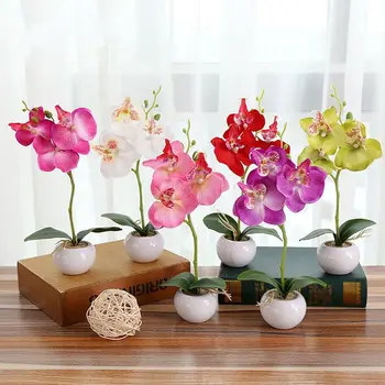 Свадебные цветы длиной 29 см, декоративные растения, искусственный цветок с тройной головкой, бабочка, орхидея, домашний шелковый цветок