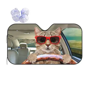 Забавный милый кот за рулем автомобиля, солнцезащитный козырек на лобовое стекло, складной солнцезащитный козырек от ультрафиолетовых лучей, солнцезащитный козырек, чтобы сохранить прохладу вашего автомобиля.