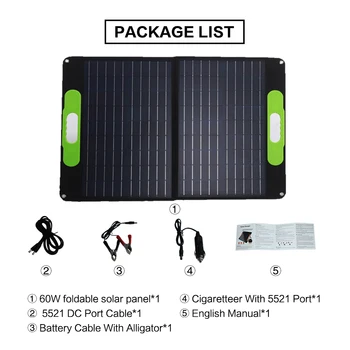 Портативное складное зарядное устройство для солнечной панели мощностью 60 Вт 100 Вт для кемпинга на открытом воздухе Зарядное устройство для солнечной батареи 12 Вольт